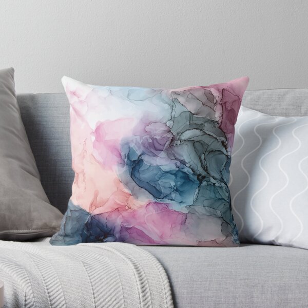 Heavenly Pastels 1: Original Abstract Ink Painting Throw Pillow