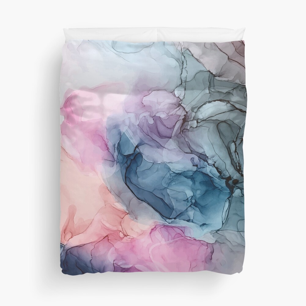Heavenly Pastels 1: Original Abstract Ink Painting Duvet Cover