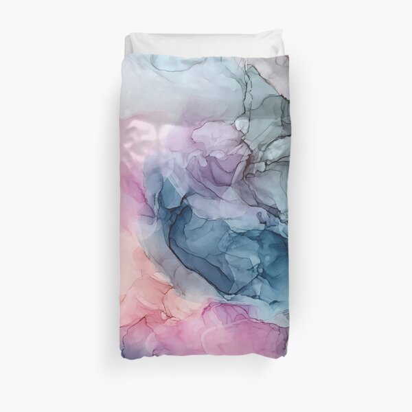 Heavenly Pastels 1: Original Abstract Ink Painting Duvet Cover