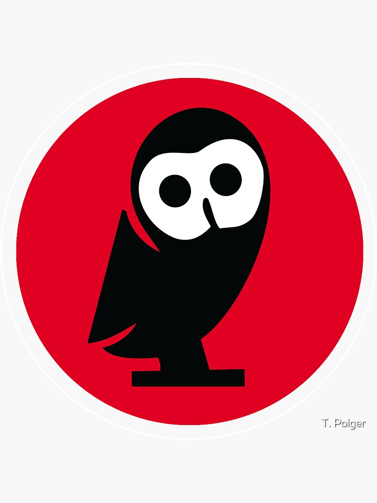 Thumbnail 3 of 3, Sticker, Red Owl of Minerva in White Circle designed and sold by twpolger.