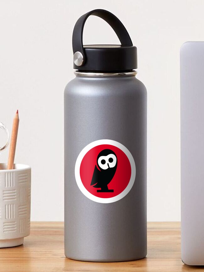 Thumbnail 1 of 3, Sticker, Red Owl of Minerva in White Circle designed and sold by twpolger.