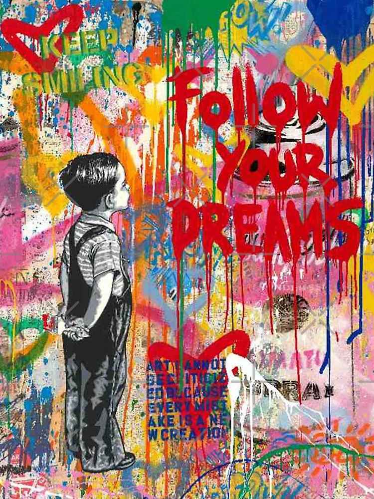 Poster for Sale avec l'œuvre « Derrière le rideau - Martin Whatson -  Pochoir moderne Graffiti Art urbain » de l'artiste Teecha