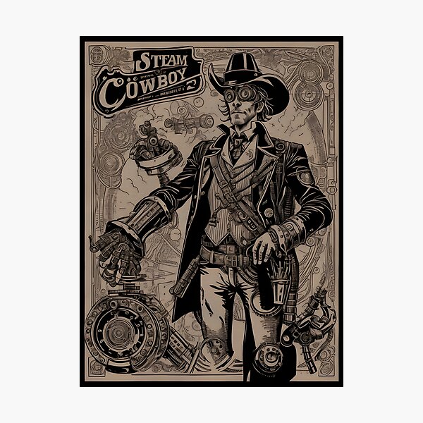 Item preview, Steampunk Cowboy Vintage Poster Style designed and sold by ChefTonyArt.
