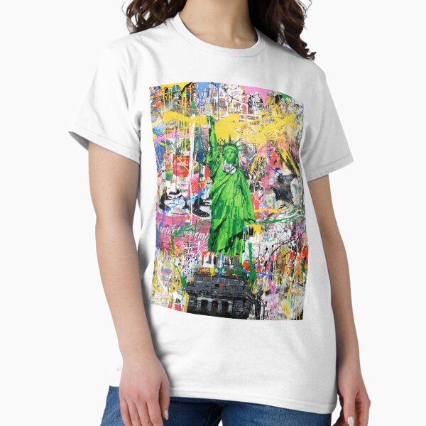 Item preview, Statue Of Liberty Holding Paintbrush Pop Culture Street Art Mashup designed and sold by Teecha.