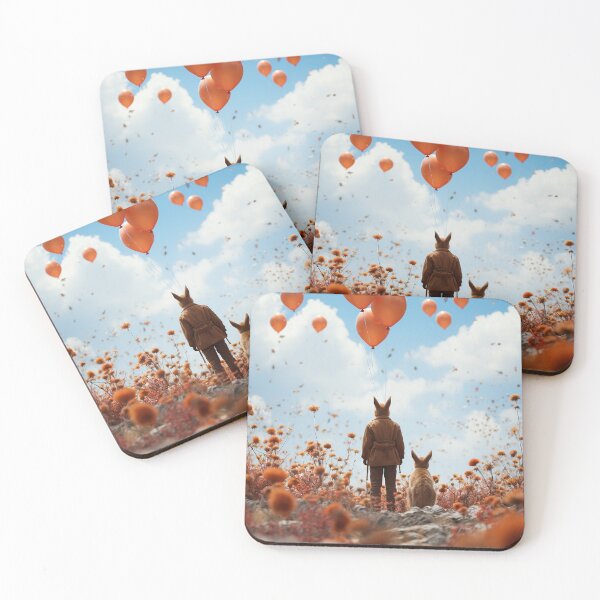 Item preview, Rabbit Duo Admiring Orange Balloons designed and sold by SuperSeries.