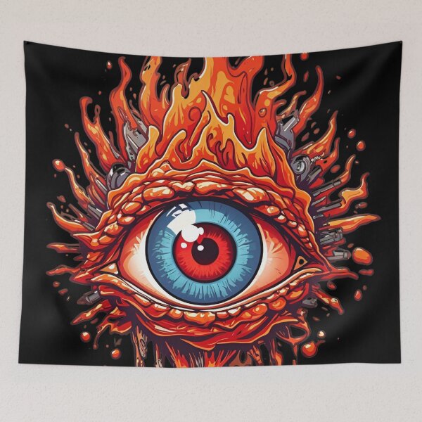 Item preview, Flaming Eyeball Art - Fiery Gaze Captured in Intricate Design designed and sold by ElLocoMus.