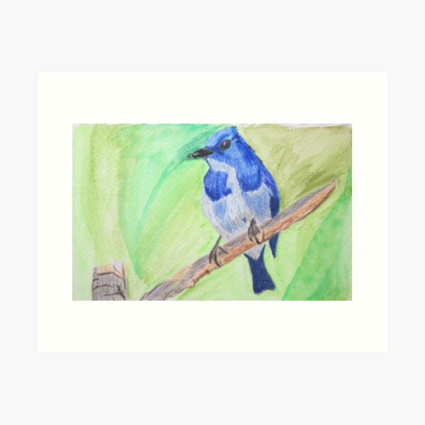 Item preview, Ultramarine Flycatcher - Mix Media Painting designed and sold by Michael Keeter.