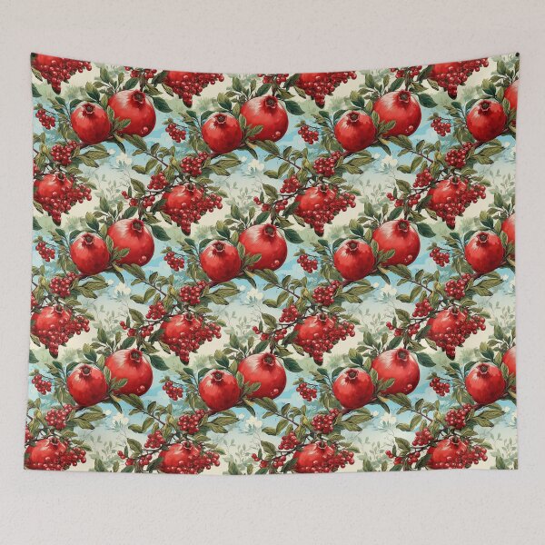 Item preview, Red pomegranates and seeds against the blue sky  designed and sold by HausCrafted.