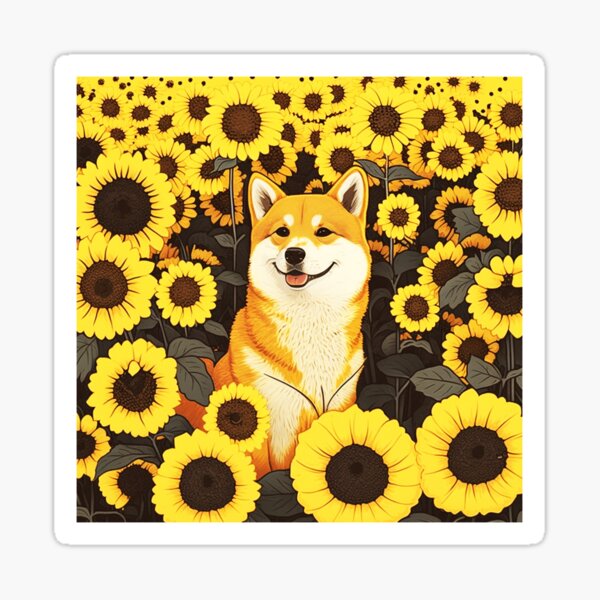 Item preview, Shiba inu dog surrounded by Sunflowers, Dog Lover designed and sold by dukito.