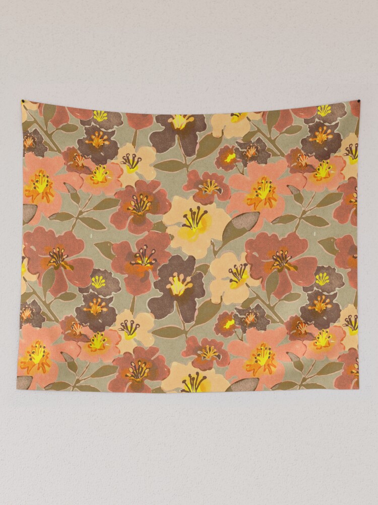 Thumbnail 2 of 3, Tapestry, Light green and blush pink floral pattern designed and sold by Alja Horvat.