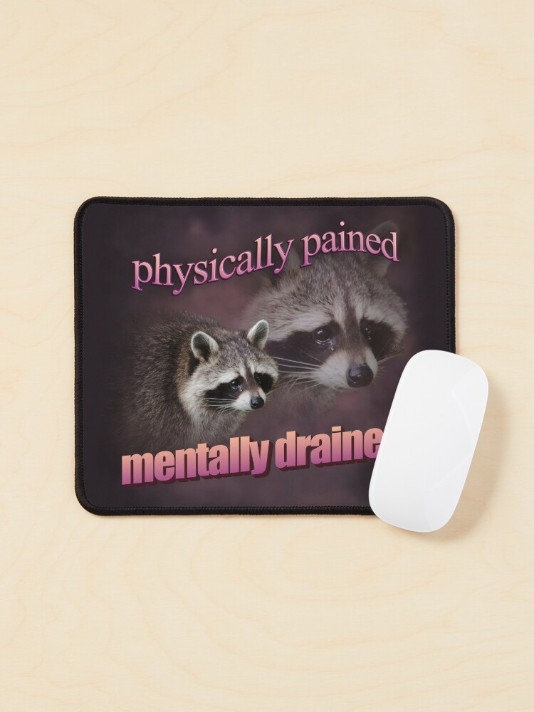 Physically Pained, Mentally Drained Raccoon Meme Sticker for Sale by  JinglesArt