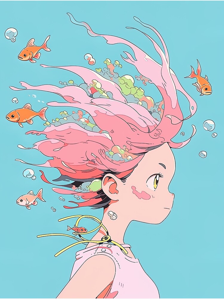 Cute Anime Mermaid Fish Girl | Poster