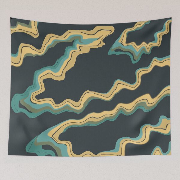 Aperçu de l'œuvre Géo abstrait doré et bleu sarcelle créée et vendue par RefinedChic.