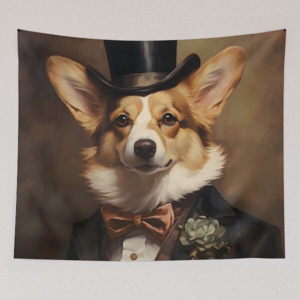 Item preview, Dapper Corgi Portrait Art designed and sold by ConfettiSkyArt.