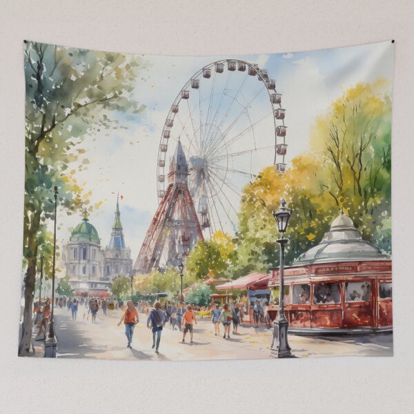 Item preview, Un diseño de acuarela del Prater de Viena en Viena - Austria designed and sold by Sketch-Shack.