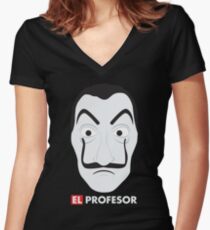 El Profesor La Casa De Papel Women's Fitted V-Neck T-Shirt