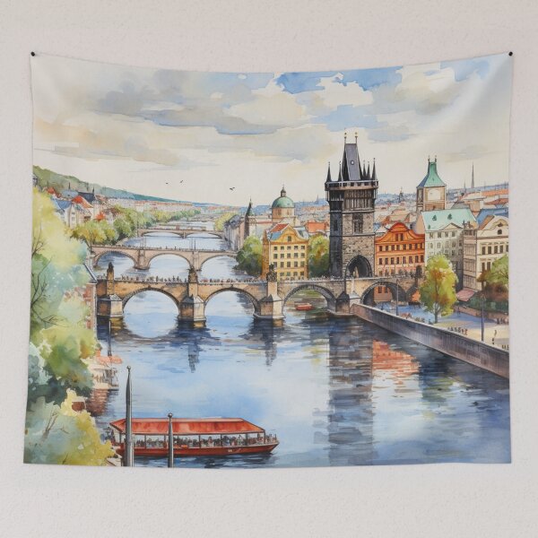 Item preview, A Watercolor Design of the Charles Bridge in Prague - Czech Republic designed and sold by Sketch-Shack.