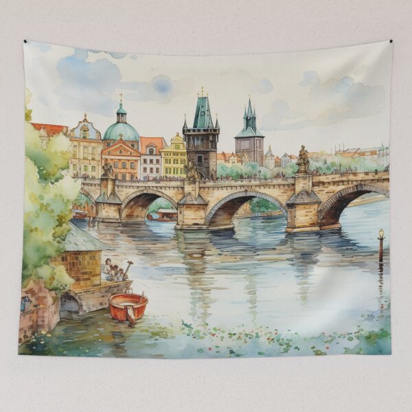 Item preview, A Watercolor Design of the Charles Bridge in Prague - Czech Republic designed and sold by Sketch-Shack.