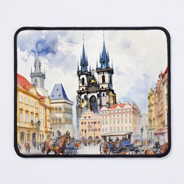 Item preview, A Watercolor Design of the Old Town Square in Prague - Czech Republic designed and sold by Sketch-Shack.