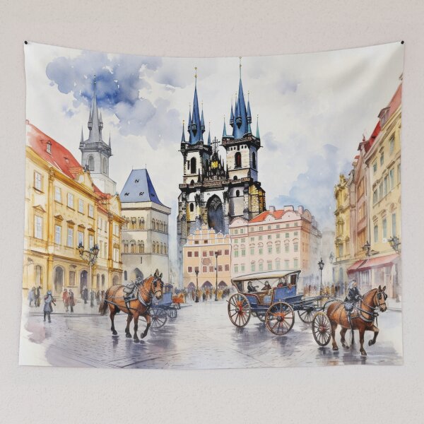 Item preview, A Watercolor Design of the Old Town Square in Prague - Czech Republic designed and sold by Sketch-Shack.