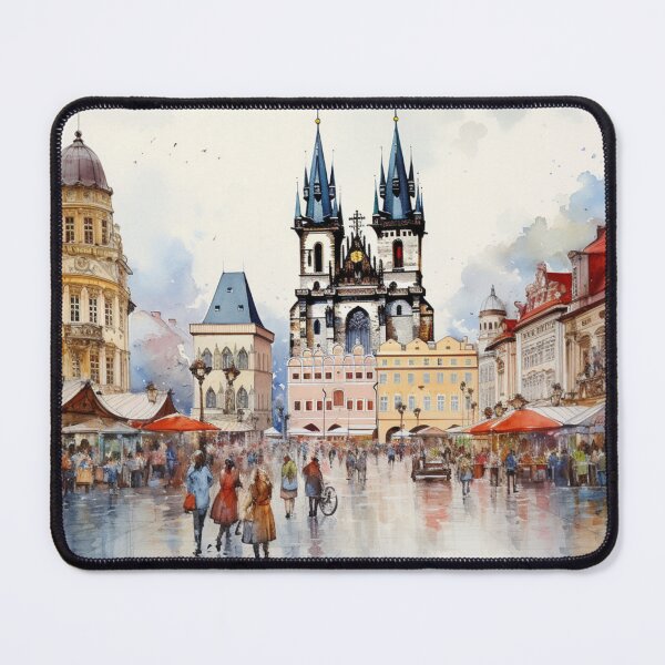 Item preview, A Watercolor Design of the Old Town Square in Prague - Czech Republic designed and sold by Sketch-Shack.
