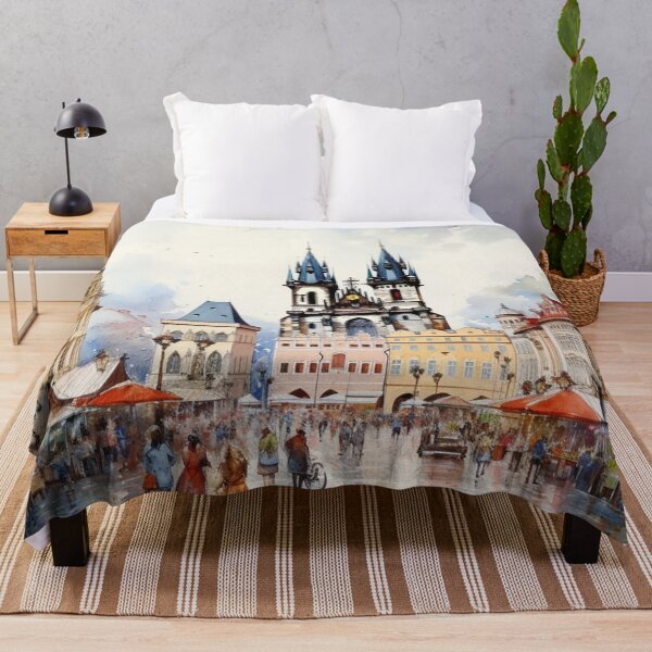 Item preview, A Watercolor Design of the Old Town Square in Prague - Czech Republic designed and sold by Sketch-Shack.