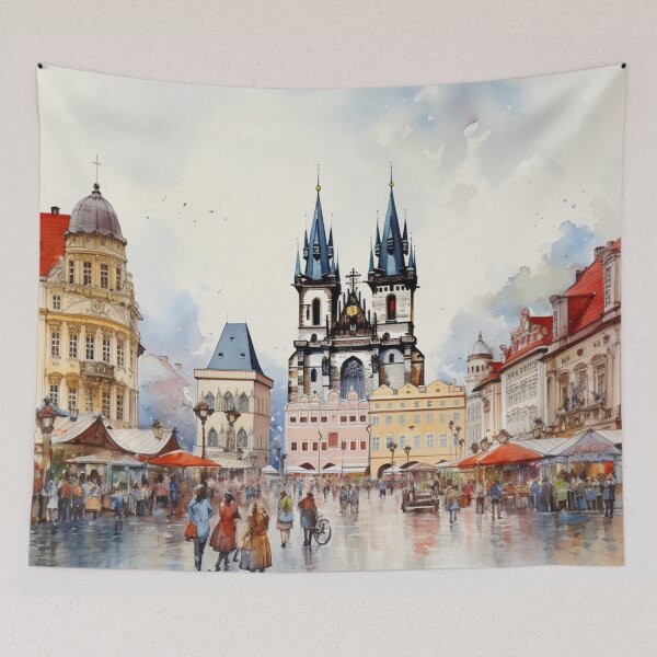 Item preview, A Watercolor Design of the Old Town Square in Prague - Czech Republic designed and sold by Sketch-Shack.