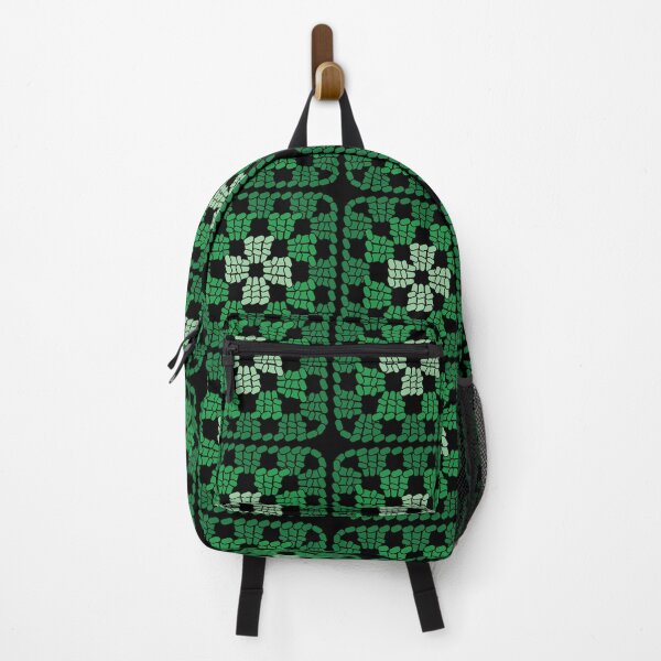 Item preview, Crochet Granny Square Retro Pattern in Green with Black Background designed and sold by Aureusglow.
