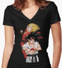 Goku Vegeta - Street Fighter Women's Fitted V-Neck T-Shirt