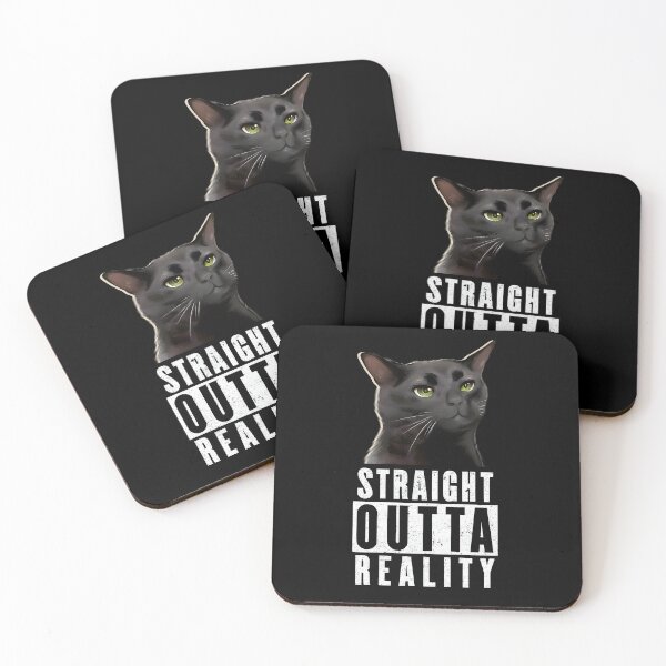 Item preview, Black Cat Zoning Out Straight Outta Reality Cat Meme designed and sold by CarpeDiem96.