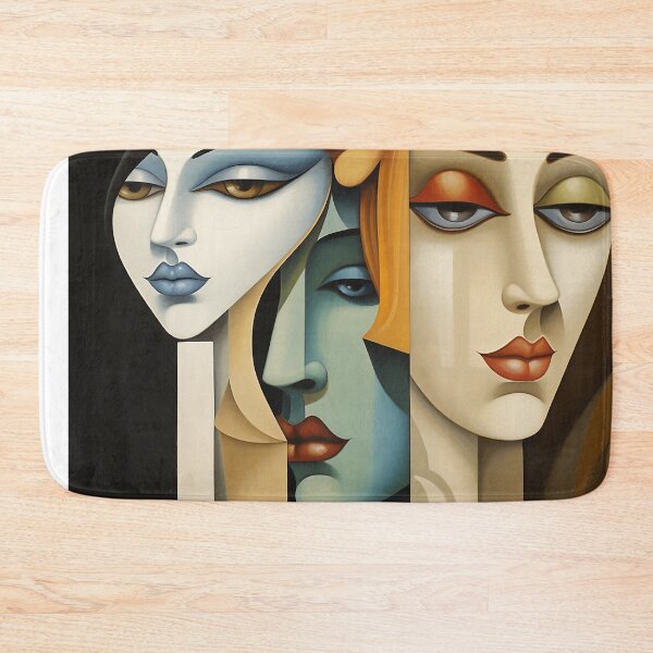 Item preview, Abstract woman faces that uses colorful overlapping shapes designed and sold by WallWhimsyWorks.