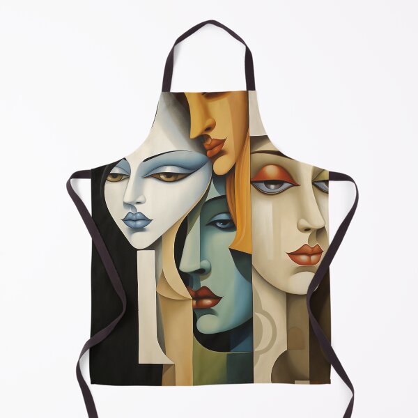 Item preview, Abstract woman faces that uses colorful overlapping shapes designed and sold by WallWhimsyWorks.