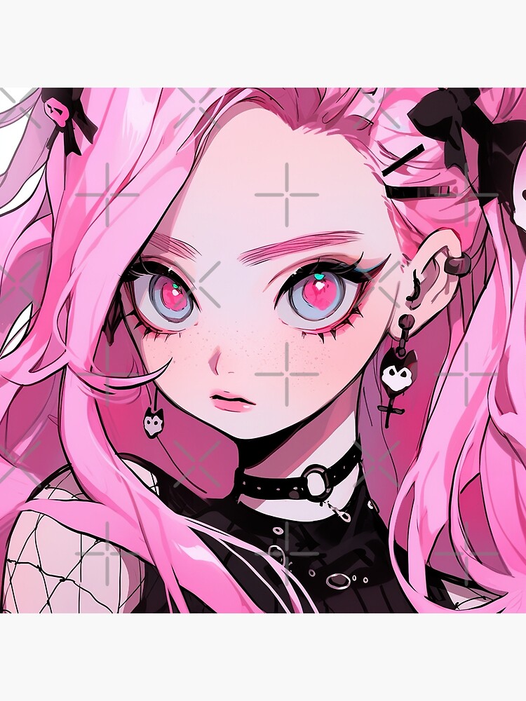 realistic illustration of a cute anime girl, punk st...