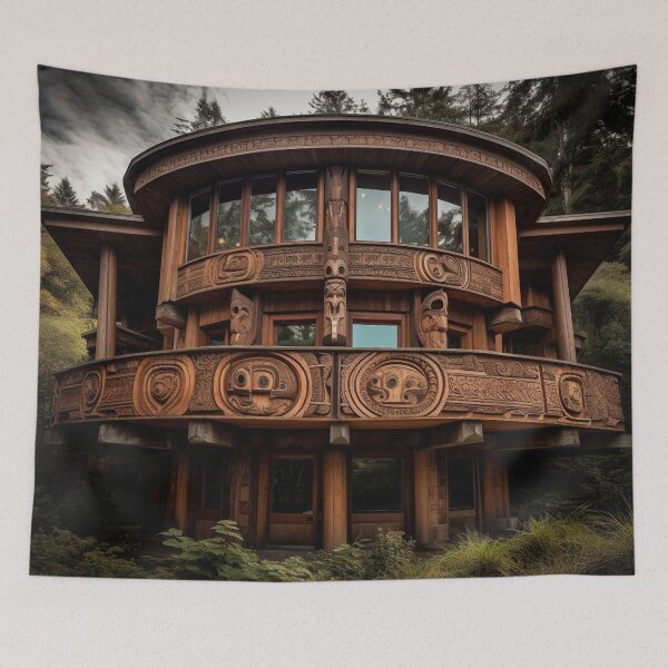 Item preview, Yup'ik Carved Haven: Totems and Organic Forms in a Circular Wooden Abode designed and sold by WhiteWolfe0127.