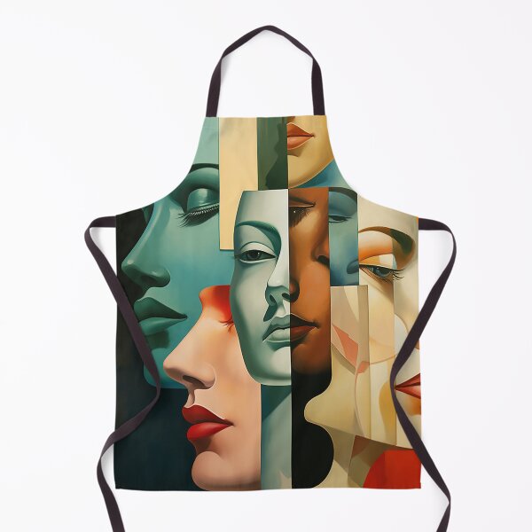 Item preview, Abstract woman faces that uses colorful overlapping shapes designed and sold by WallWhimsyWorks.