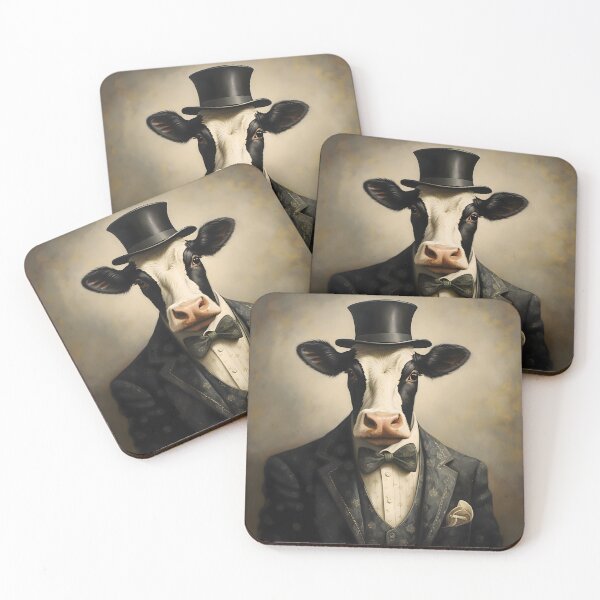 Item preview, Dapper Cow Portrait Art designed and sold by ConfettiSkyArt.
