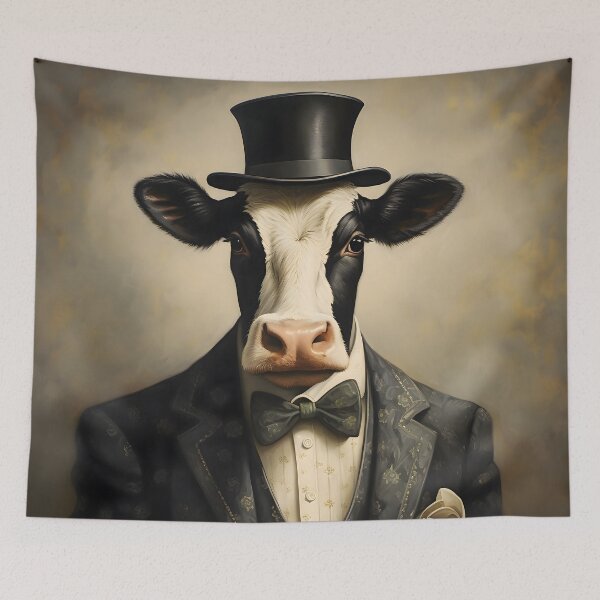 Item preview, Dapper Cow Portrait Art designed and sold by ConfettiSkyArt.