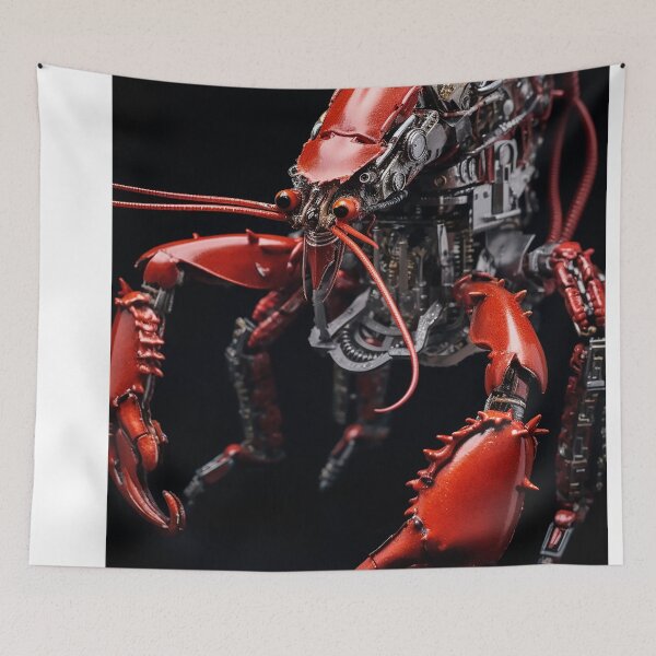 Item preview, Industrial lobster cutout on dark background designed and sold by WallWhimsyWorks.