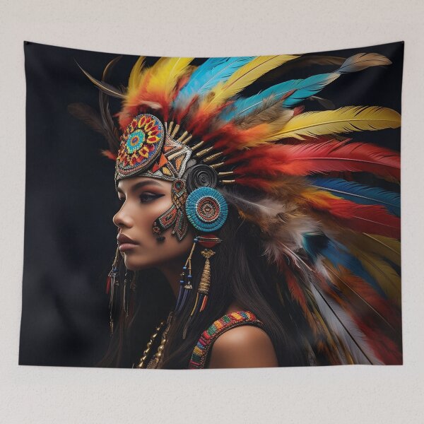 Item preview, Vibrant color Indian head dress digital print designed and sold by dcrc.