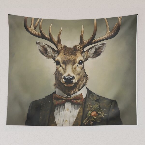 Item preview, Dapper Deer Portrait Art designed and sold by ConfettiSkyArt.