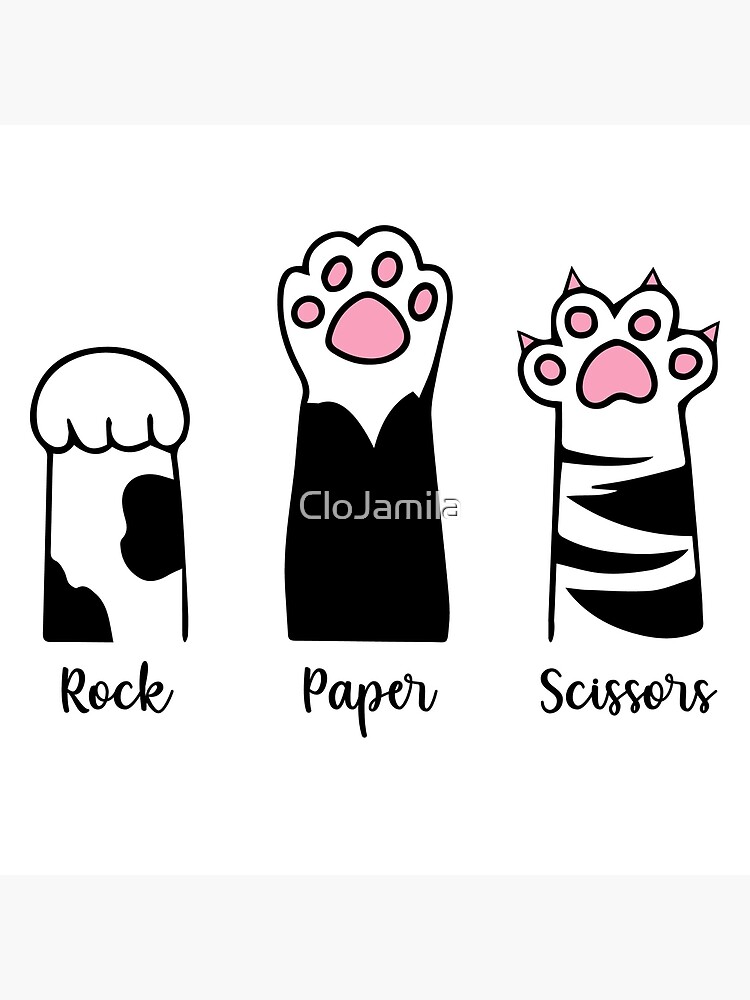 Rock Paper Scissors Hand Game Cute Cat Pink Paw Funny Cat Lover Art Board  Print for Sale by CloJamila