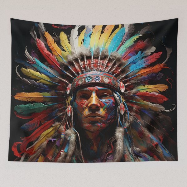 Item preview, Vibrant color Indian head dress digital print designed and sold by dcrc.