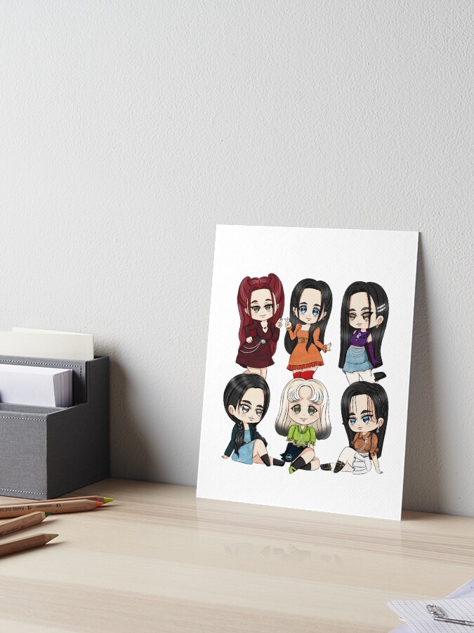 chibi style design of the group nmixx