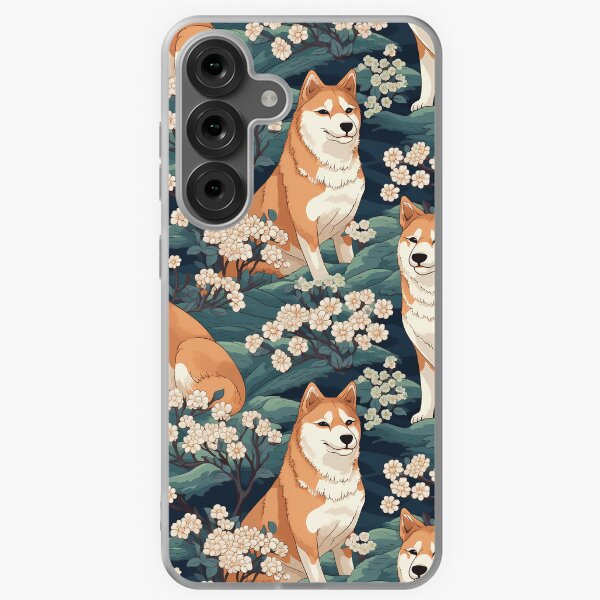 Vista previa del artículo con la obra «Patrón de perro Ukiyo-e Shiba Inu», diseñado y vendido por UkiyoChic.
