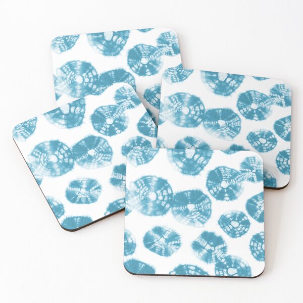 Item preview, Shibori Kumo tie dye caribbean blue dots over white designed and sold by marufemia.