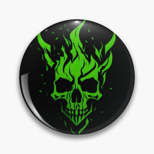 Item preview, Abstract Minimalist Cool Symbol: Green Flaming Skull  designed and sold by MoxieVibe.