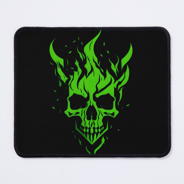 Item preview, Abstract Minimalist Cool Symbol: Green Flaming Skull designed and sold by MoxieVibe.