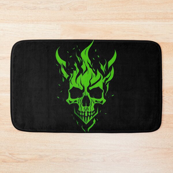 Item preview, Abstract Minimalist Cool Symbol: Green Flaming Skull  designed and sold by MoxieVibe.