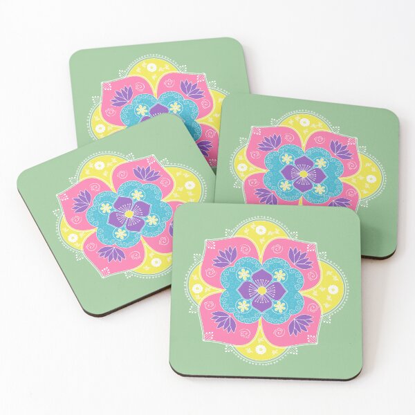 Item preview, Bright Pastel Lotus Rangoli designed and sold by HolidayBug.