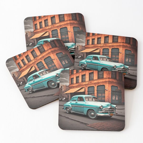 Item preview, Classic Retro Car in Vintage Town Setting - Nostalgic Artwork designed and sold by UmutK.